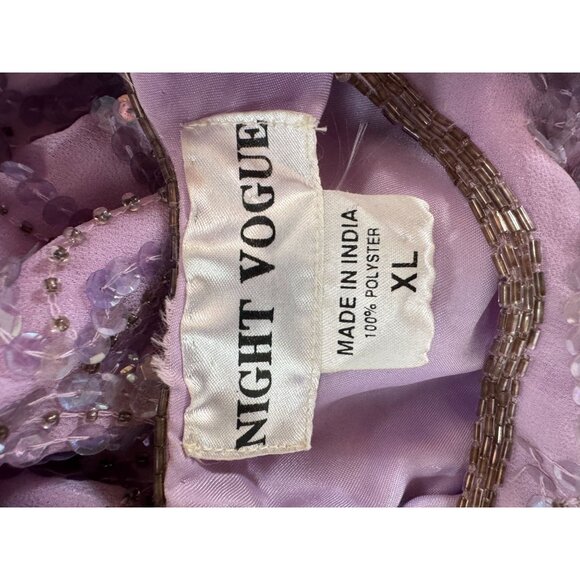 Night Vogue Lavender Beaded Two-Piece Set XL / L 100% Polyester Womens Blemishes - Picture 11 of 16